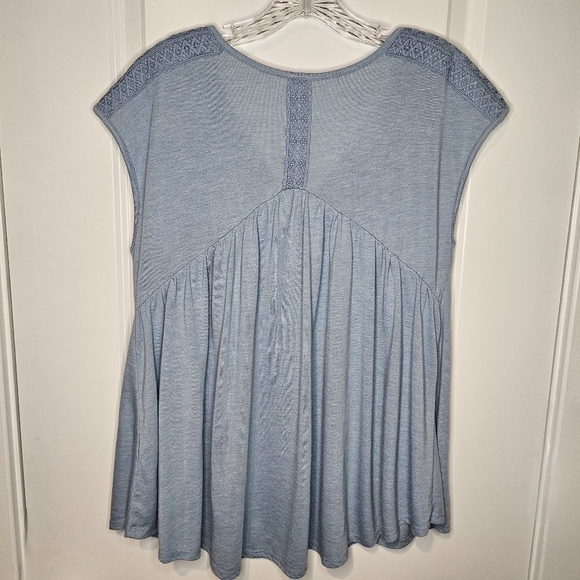 North River Womens Jersey V Neck Soft Blue Knit Lagenlook Flowy Top Size Medium - Picture 3 of 10